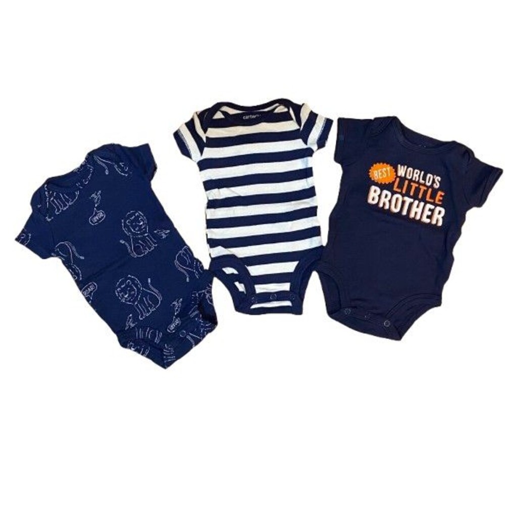 Lot of 3 Bodysuits Newborn Boys Short Sleeve One piece Carter's